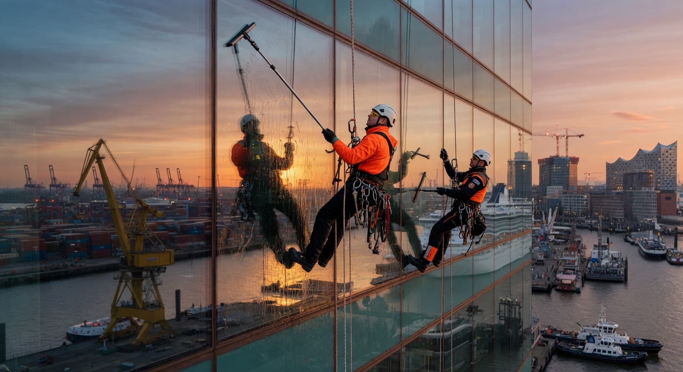 IRATA Seilzugang an Glasfassade Hamburg